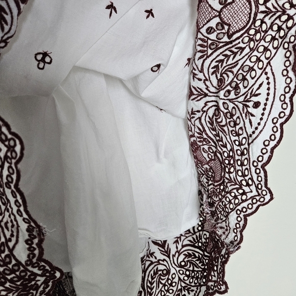 NWT J. Crew Point Sur white and burgundy embroidered midi dress size 6 flaw - Picture 5 of 10